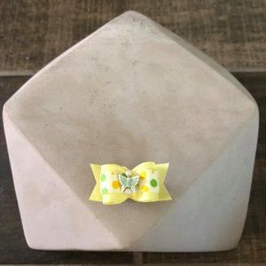 Yellow Polka Dot Butterfly Dog Bow